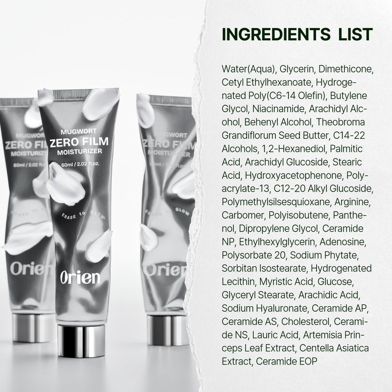 Orien Mugwort Zero Film Moisturizer 60ml Niacinamide 2% panthenol glycerin adenosine