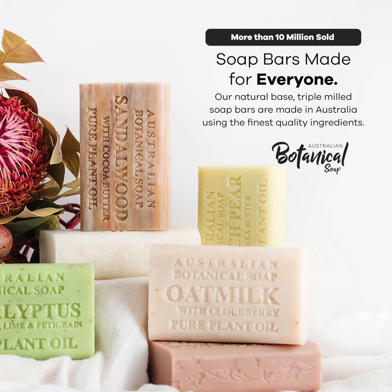 Australian Botanical Soap Variety Pack, 6.6 oz Bars – Goat Milk, Eucalyptus, Manuka Honey, Sea Salt, Pink Lychee, Lemongrass, Raspberry, Valencia Orange – Enriched with Organic Shea Butter, Pack of 8