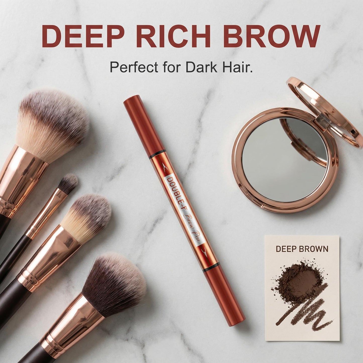 YeMoMo Double-Headed Eyebrow Pen, Ultra-Precise Dual Brush Tip, Long-Lasting Hair-Like Strokes, Available in 5 Natural Shades, 3# Dark Brown