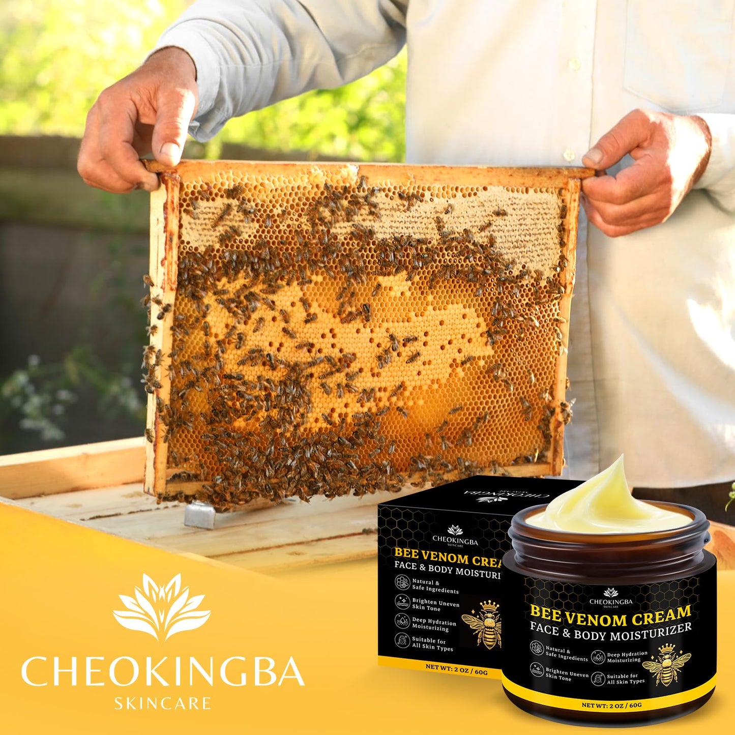 2PCS Bee Venom Comprehensive Cream: Wrinkle Care Face Lift & Firming, Effective In Reducing Skin Blemishes, Natural Care and Non-Irritating, Bee Venom Joint Cream for All Body Parts
