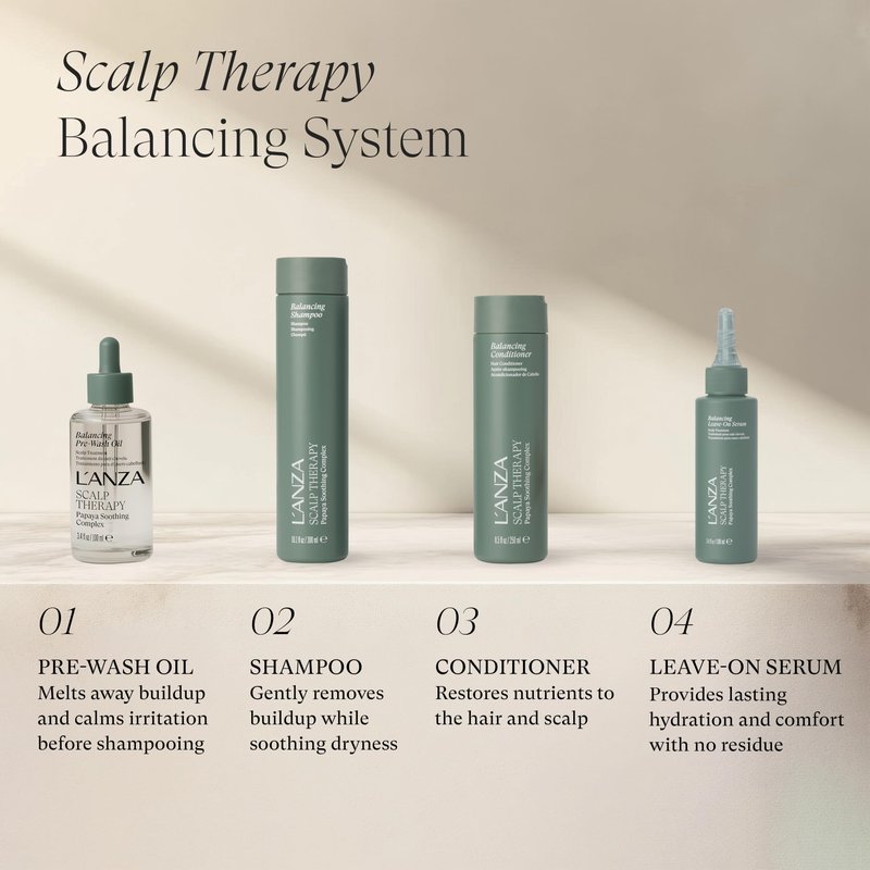 L'ANZA Scalp Therapy Balancing Pre-Wash Hair & Scalp Oil For Damaged Hair & Sensitive Scalps, Soothing & Anti Irritation, Removes Product Buildup, Anti Frizz, Color Safe Sulfate Free (3.4 Fl Oz)