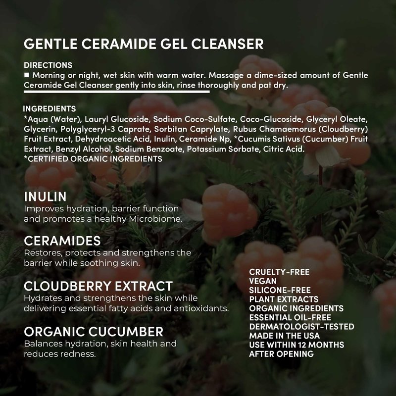 FITGLOW Beauty Gentle Ceramide Gel Cleanser | Vegan Face Wash for Sensitive, Dry & Redness-Prone Skin | Hydrating, Barrier-Protecting Makeup Remover | Fragrance-Free | 120ml