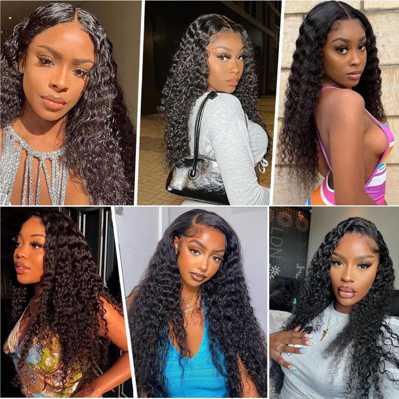 Deep Wave Bundles, Curly Bundles Human Hair, 10 12 14 Inch, Wet and Wavy, Natural Black, Soft, 285g-300g, Brazilian Hair