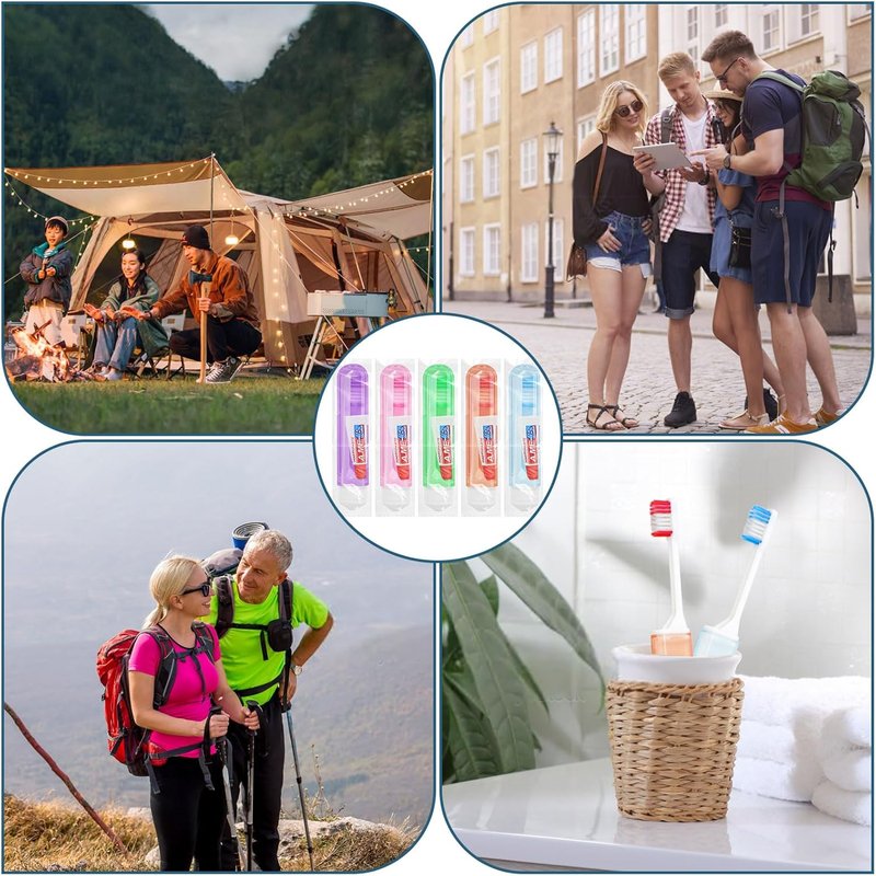 Traveling Toothbrush Set - Disposable Mini Toothbrushes with Cover | 50 Count for Camping & Hiking
