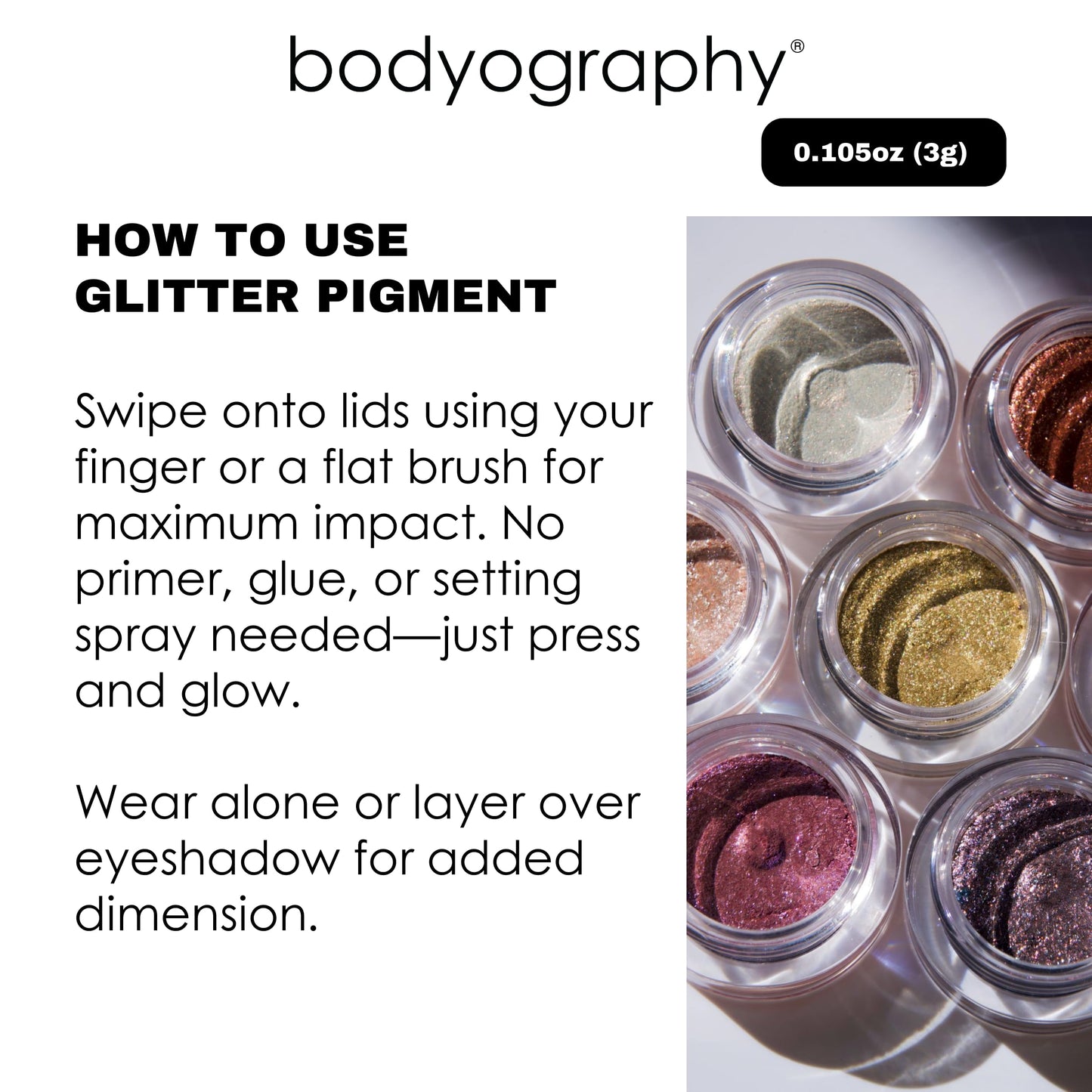 Bodyography Glitter Pigment Eye Shadow | Long Wear Shimmer Eyeshadow | Vegan, Talc & Paraben Free | Cream Powder Formula | Get Down (Rosy Purple)