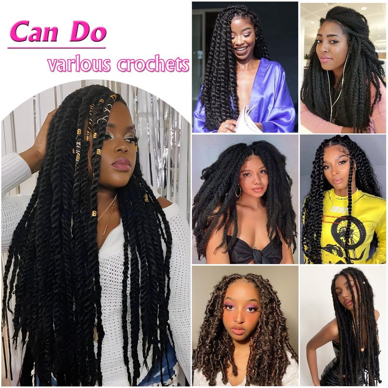Marley Twist Braiding Hair 18 Inch Marley Hair 8 Packs Kinky Twist Hair Extensions for Afro Kinky Curly Braiding Soft and Natural Crochet Hair (18 Inch 8packs,1b/4/30)