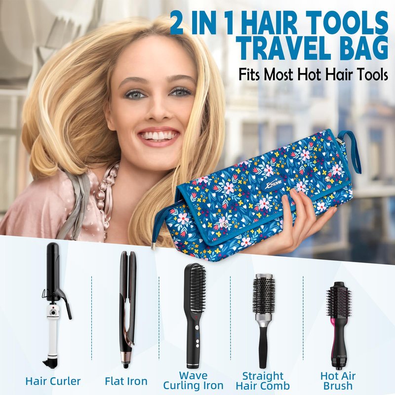 EZ4UVOY Hair Tools Travel Bag with Removable Heat Resistant Mat, Travel Hair Bags Organizer for Hot Tools, Portable Travel Carrying Case for Flat Irons, Straighteners, Curling Iron