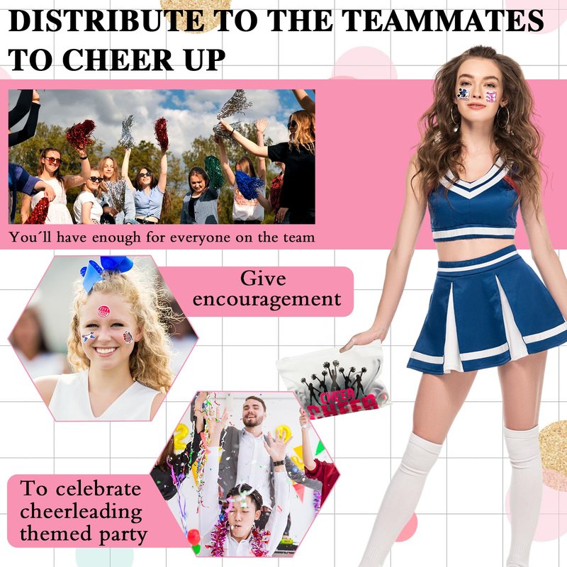 Huquary 91 Pcs Gifts for Cheerleader Cheer Gifts Bulk Cheer Makeup Bag & Keychain & Bracelet & Waterproof Stickers for Women Girls Teammates Gift Team(Black)