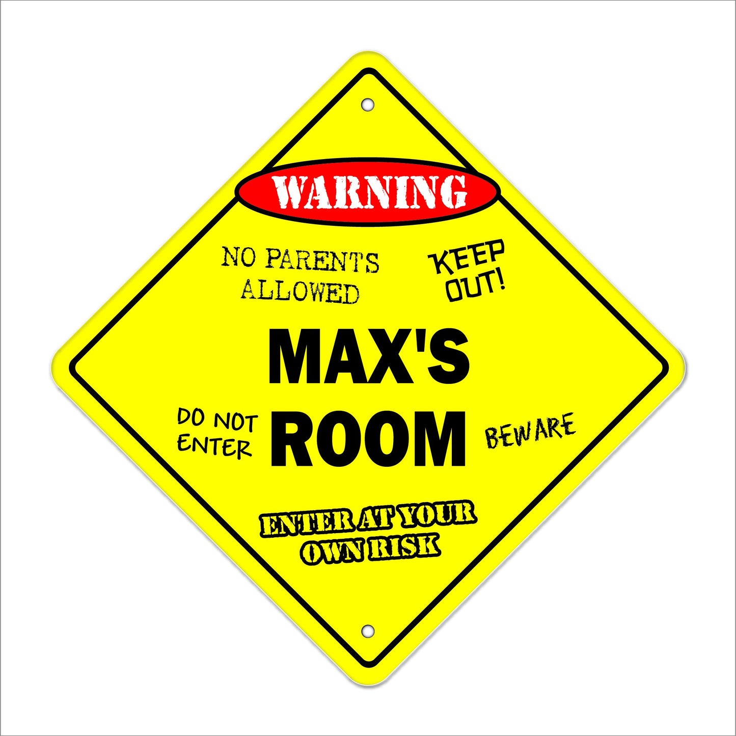 Max's Room Sign Crossing Zone Xing | Indoor/Outdoor | 12" Tall Kids Bedroom Decor Door Children's Name boy Girl