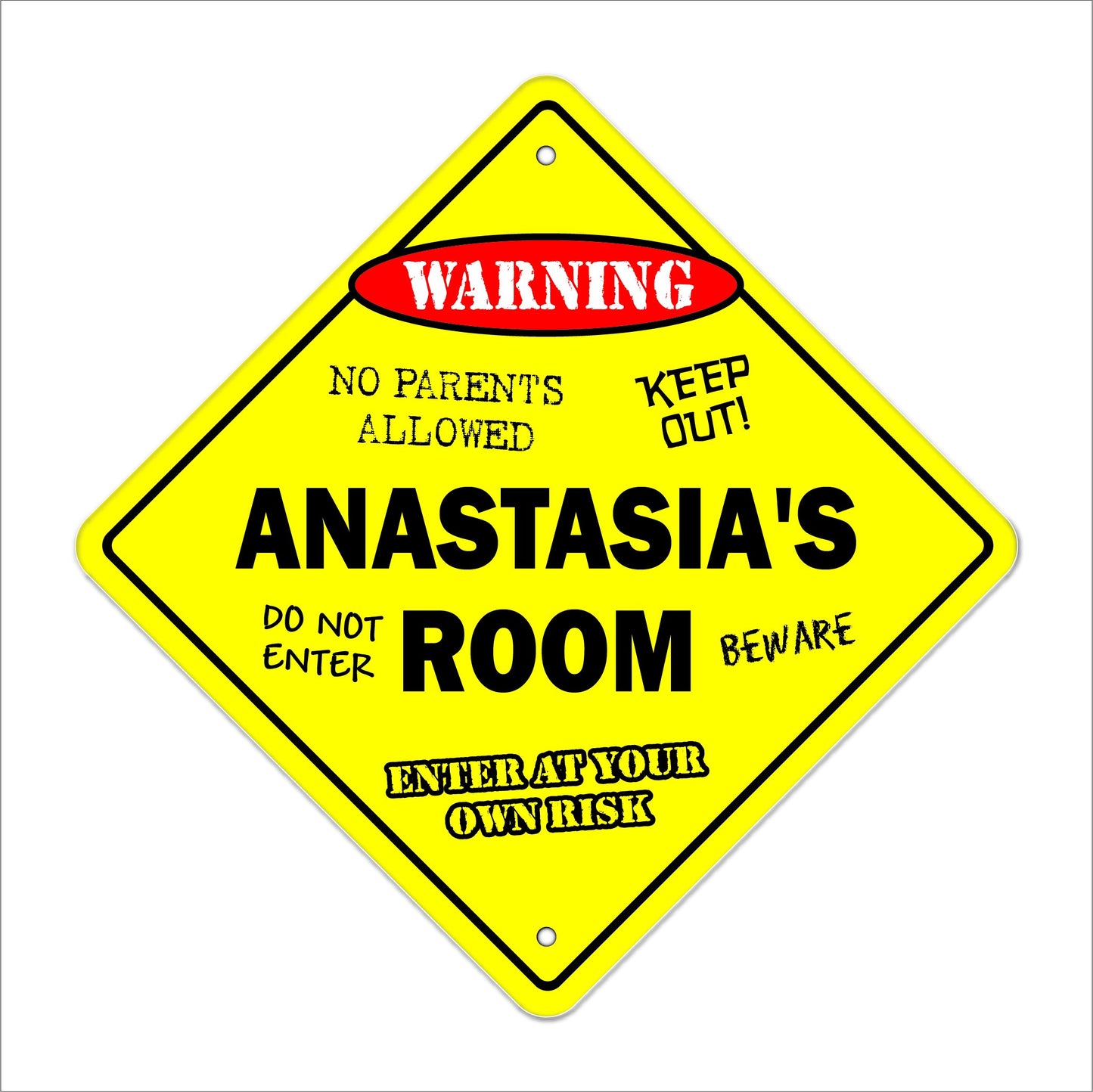 Anastasia's Room Sign Crossing Zone Xing | Indoor/Outdoor | 12" Tall Kids Bedroom Decor Door Children's Name boy Girl
