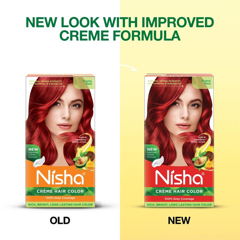 Nisha Creme Hair Color Flame Red Hair Dye Permanent Red Hair Colour 5.07 fl oz, Pack of 1