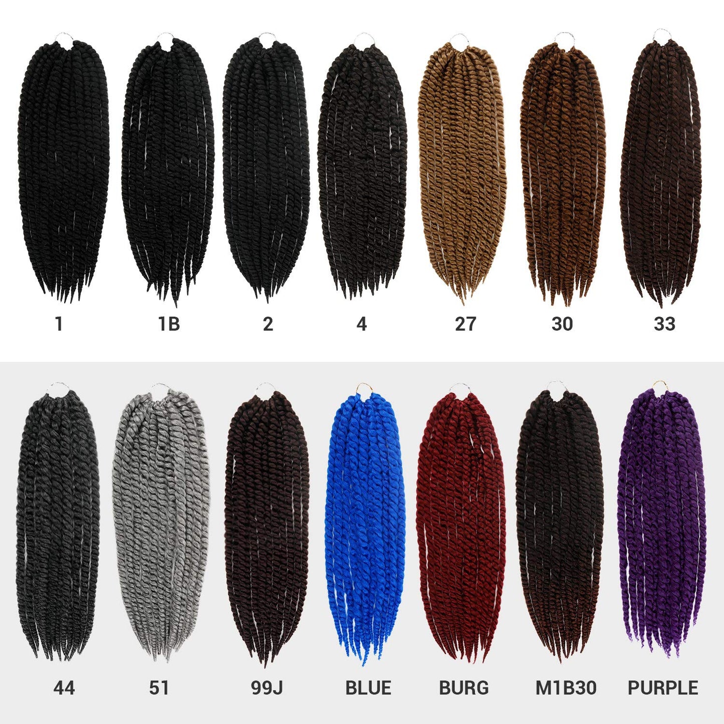 AU-THEN-TIC Jumbo Senegalese Twist Crochet Hair, 24 Inch, 6 Pack, Synthetic Extensions for Havana and Mambo Twist Styles, (1B, Off Black)