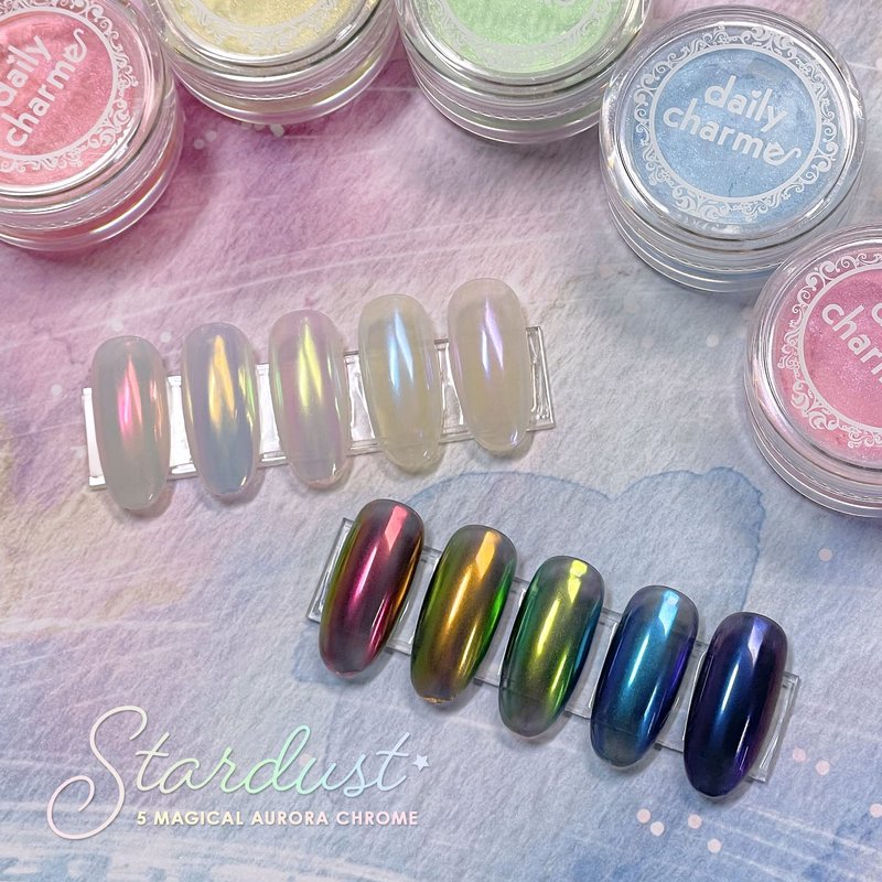 Daily Charme Stardust Chrome Powder (Ruby) 1g, Iridescent Holographic Effect Vibrant Chrome Pigment for Nails, Home DIY/Nail Salon Manicure