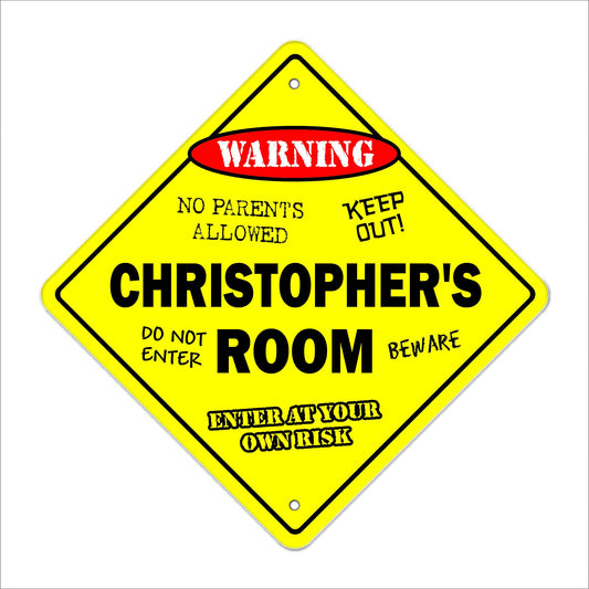 Christopher's Room Sign Crossing Zone Xing | Indoor/Outdoor | 12" Tall Kids Bedroom Decor Door Children's Name boy Girl