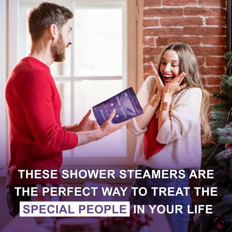 GlowlyLite Aromatherapy Shower Steamers | 20-Pack Essential Oil Shower Bombs Aromatherapy for Relaxation, Stress Relief | Shower Melts for Bath, Gifts for Mom, Stocking Stuffers & Christmas (Purple)