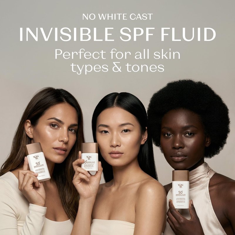 YONKA PARIS SPF 50 Mineral Fluid | Weightless Sheer Sunscreen No White Cast | 100% Non Nano Zinc Oxide Niacinamide | Fragrance Free Water Resistant | Daily Facial Sun Protection | 1 Fl Oz