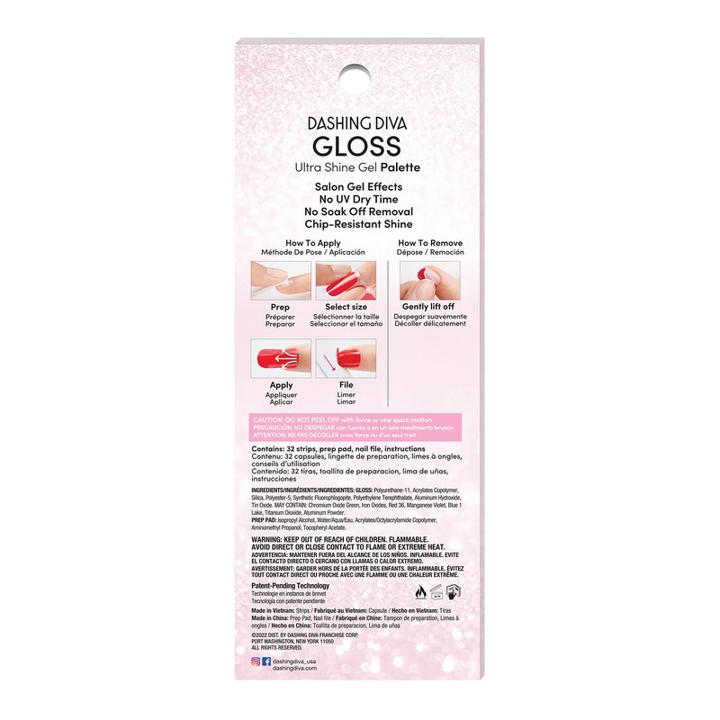 Dashing Diva Gloss Holiday Nail Strips - Light Show | UV Free, Chip Resistant, Long Lasting Gel Nail Stickers | Contains 32 Wraps, 1 Prep Pad, 1 File