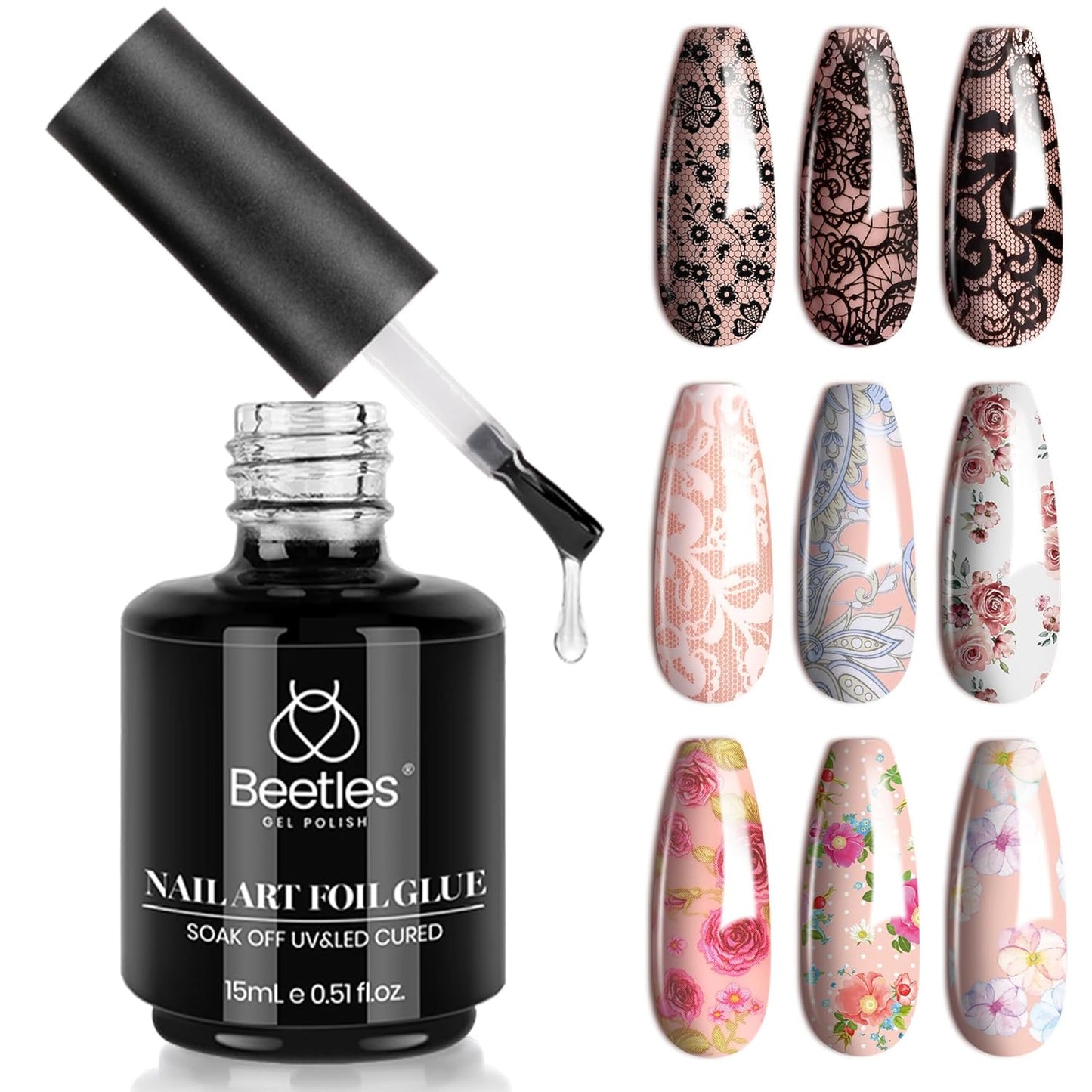 Beetles Liquid Latex for Nail 15ml - Peel off Nail Polish Cuticle Guard with Plastic Nail Care Stick Nails Design Air-Dry Liquid Latex Barrier for Protector Fingers