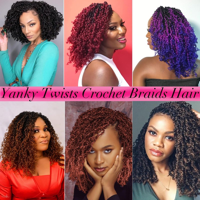 Unionbeauty 12 Inch Pre-twisted Yanky Twist Crochet Hair 8 Packs Pre-Looped Passion Twist Crochet Braids Hair with Curly Mix Brown and Blonde Micro Spring Twist Synthetic Crochet Hair Extensions 4/27#