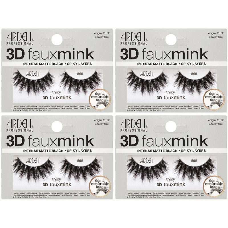 Ardell 3D Faux Mink Lashes 869 – Spiky Layers Wispy Lashes, Rounded Lash Strips False Eyelashes, Vegan Mink, Crisscross Falsies, 4 Pack