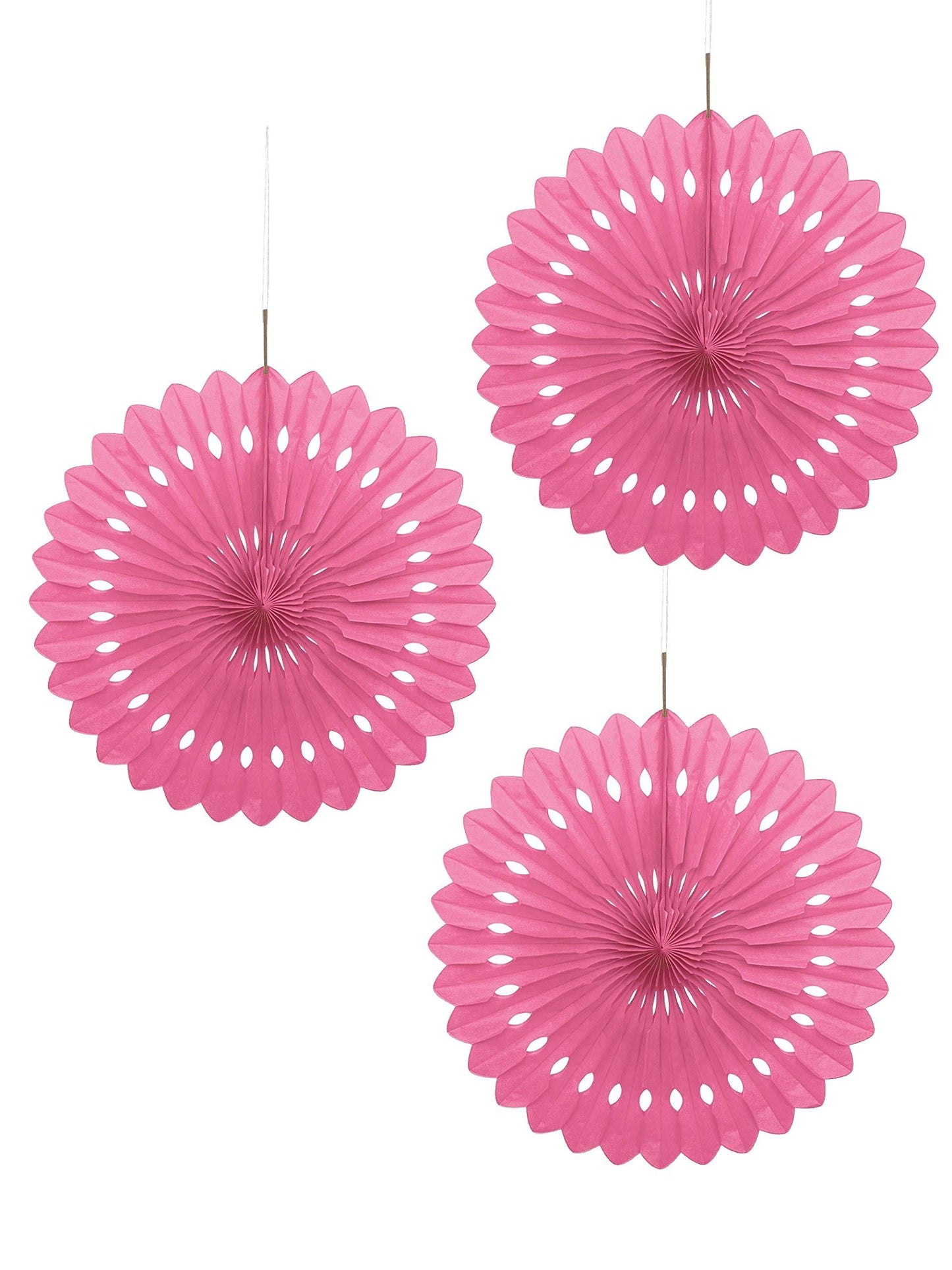 Hot Pink Solid Premium Tissue Paper Fan - 16" (1 Count) - Versatile Decoration, Perfect For Parties & Events