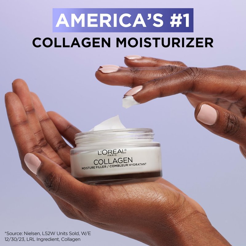 L'Oreal Paris Collagen Moisture Filler Facial Moisturizer, Fragrance Free, Anti Aging Face Cream, Non-Greasy Skin Care Formula For Up to 48HR Hydration, 1.7 oz