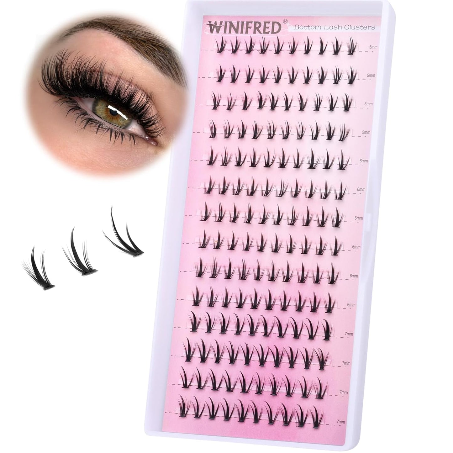 Winifred Bottom Lash Clusters Thick Volume Lower Lash Extension DIY Individual Lashes Bottom Clusters Lashes for Cluster Eyelash Extensions (168pcs)