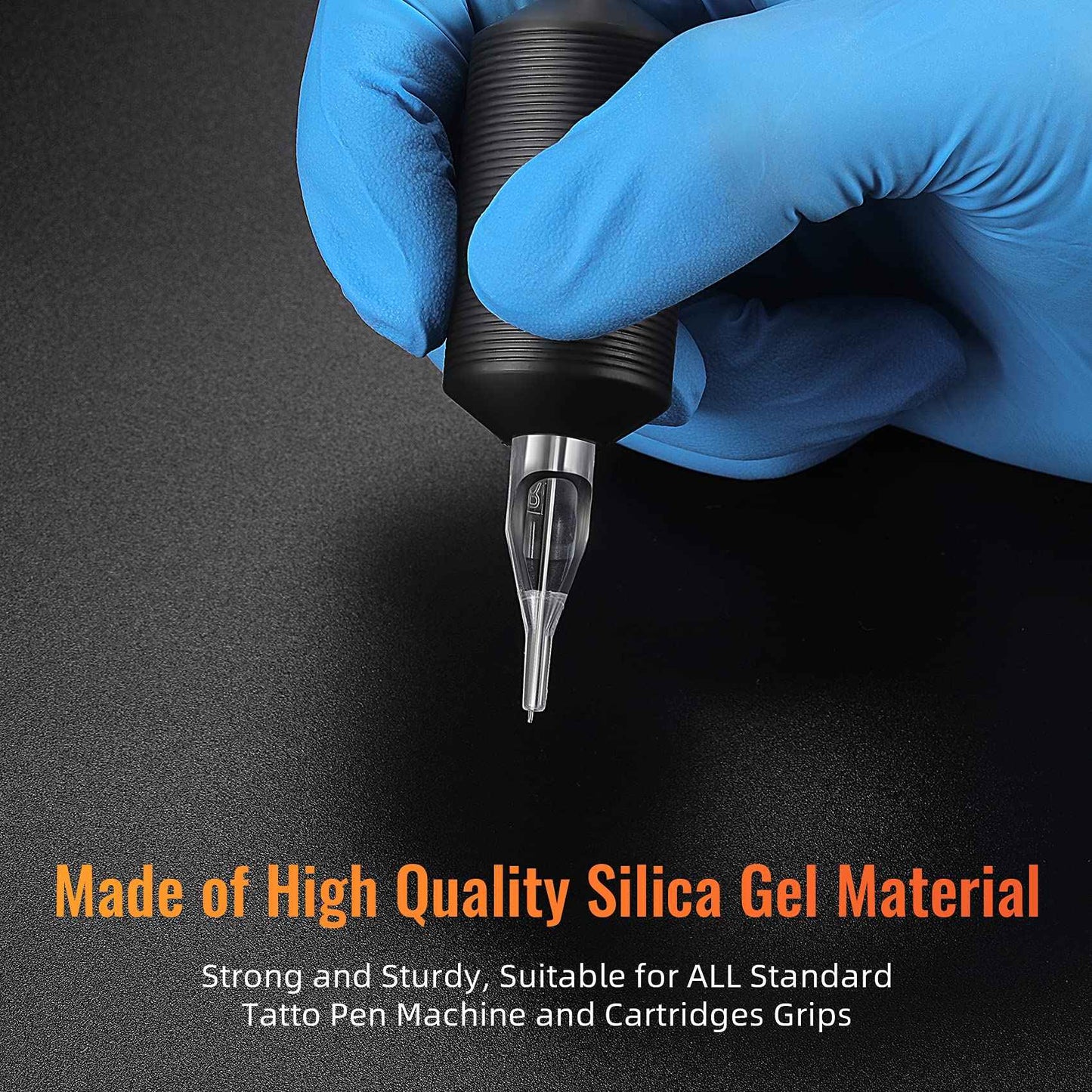 Keilend 25PCS 1 Inch 15 Mag Tubes with Soft Black Silicone, Disposable Tube Grips with Clear Long Tips, 15 Flat Tube for 14F, 15RM, 15M1, 29M2, 29RM2