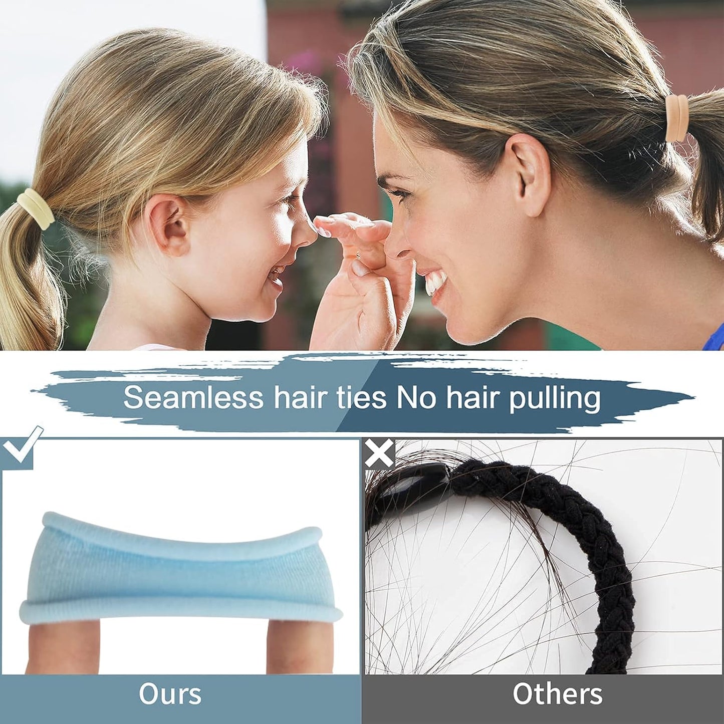 100PCS Black Hair Ties for Women, No Crease No Damage, Seamless Cotton Bands for Thick Thin Hair, Soft Ponytail Holders, Accessories for Girls
