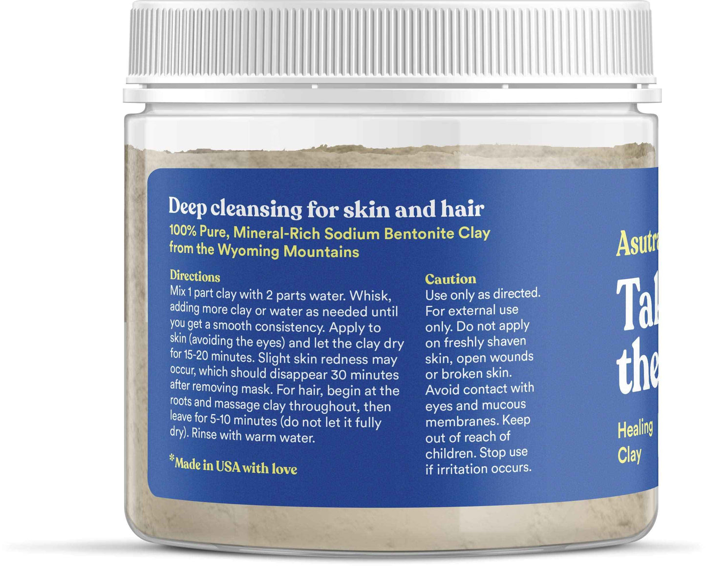 ASUTRA Indian Healing Clay Mask, 1 lb - For Skin & Hair Care, Deep Pore Cleansing, Soften, & Brighten Complexion, Anti-Blemish Acne Treatment, Anti-Aging Properties, Unscented Sodium Bentonite Clay