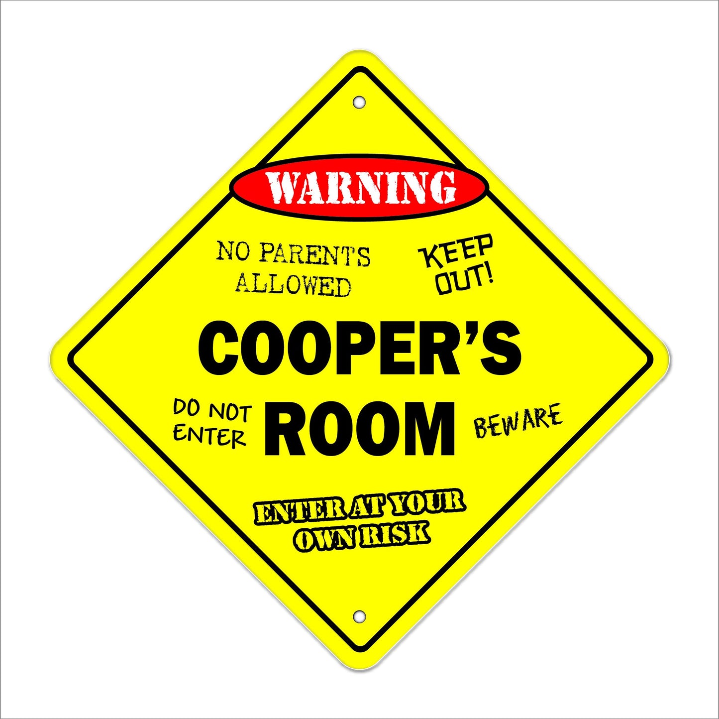Cooper's Room Sign Crossing Zone Xing | Indoor/Outdoor | 12" Tall Kids Bedroom Decor Door Children's Name Boy Girl