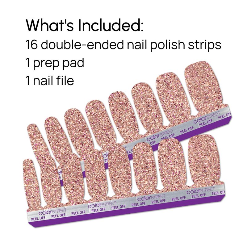 Color Street Tokyo Lights Nail Strips - Glitter Finish with Pink Gold Fuchsia & Holographic Sparkle - 16 Double-Ended Nail Polish Strips for Easy Application -Ideal for a Night Out or Special Occasion