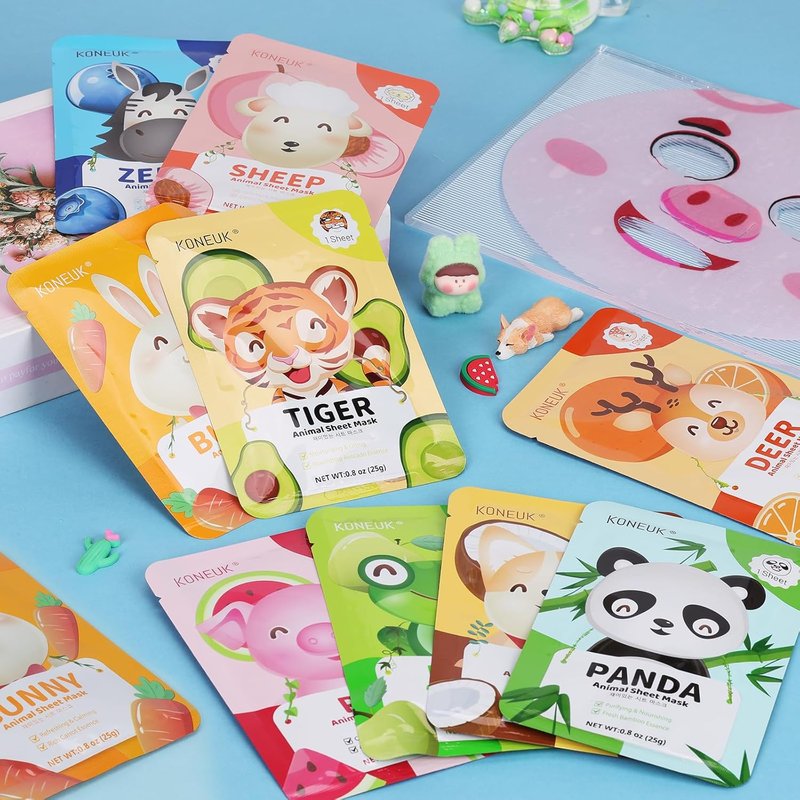 Animal Kids Face Masks - 54 Pack Hydrating Collagen Sheet Masks for Girls & Teens | Perfect Gifts for Birthdays & Mother's Day
