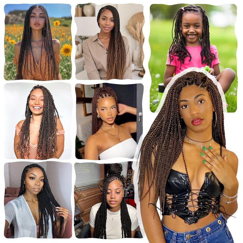Senegalese Twist Crochet Hair for Women 22 Inch 8 Packs Pre Looped Crochet Braids Small Twist Braids Mini Twist Crochet Hair Natural Black