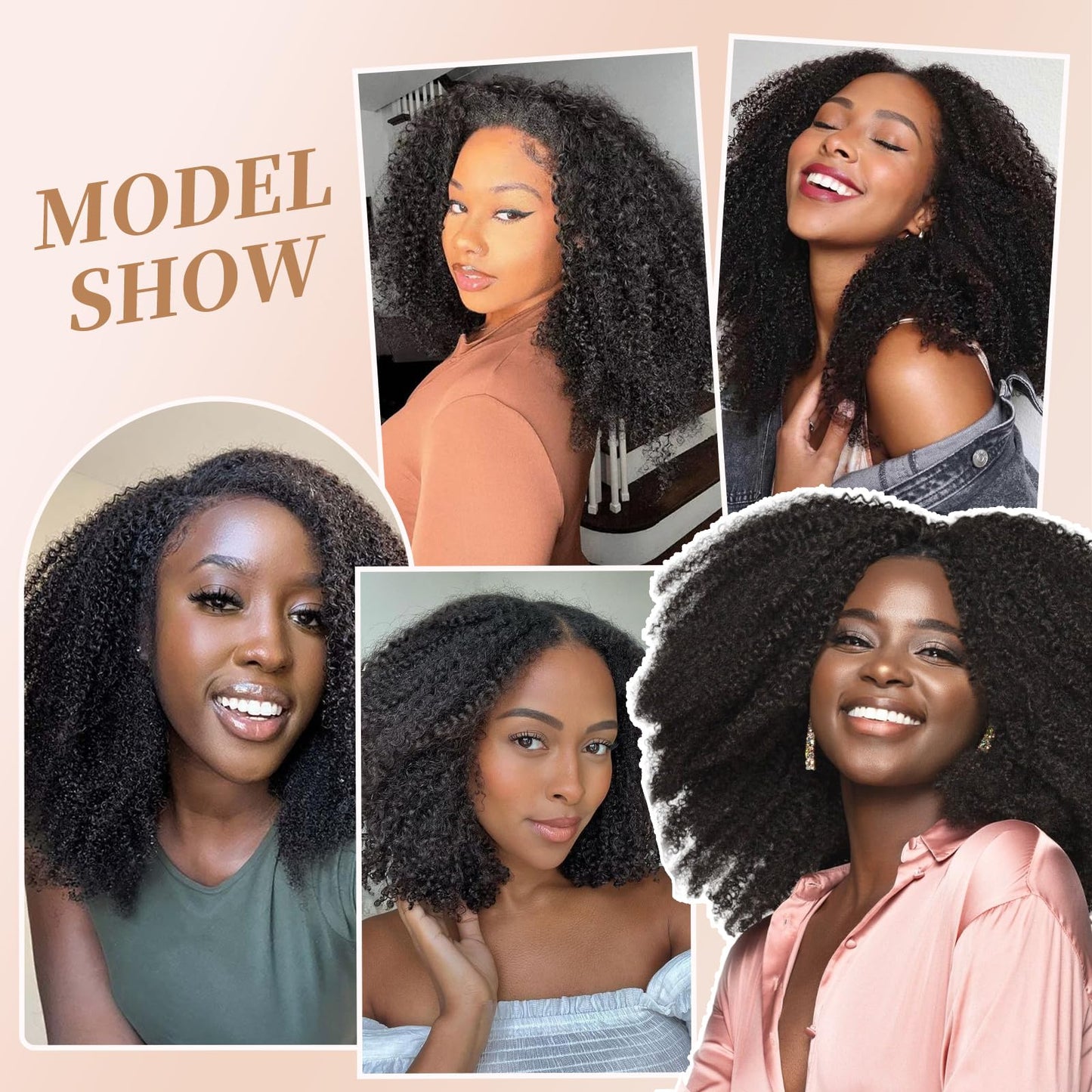 Afro Kinky Curly Clip Ins Human Hair 4C Hair Clip in Extensions Real Natural Human Hair for Black Women 8 pecs with 20 Clips 120g Natural Black Color 10 Inch