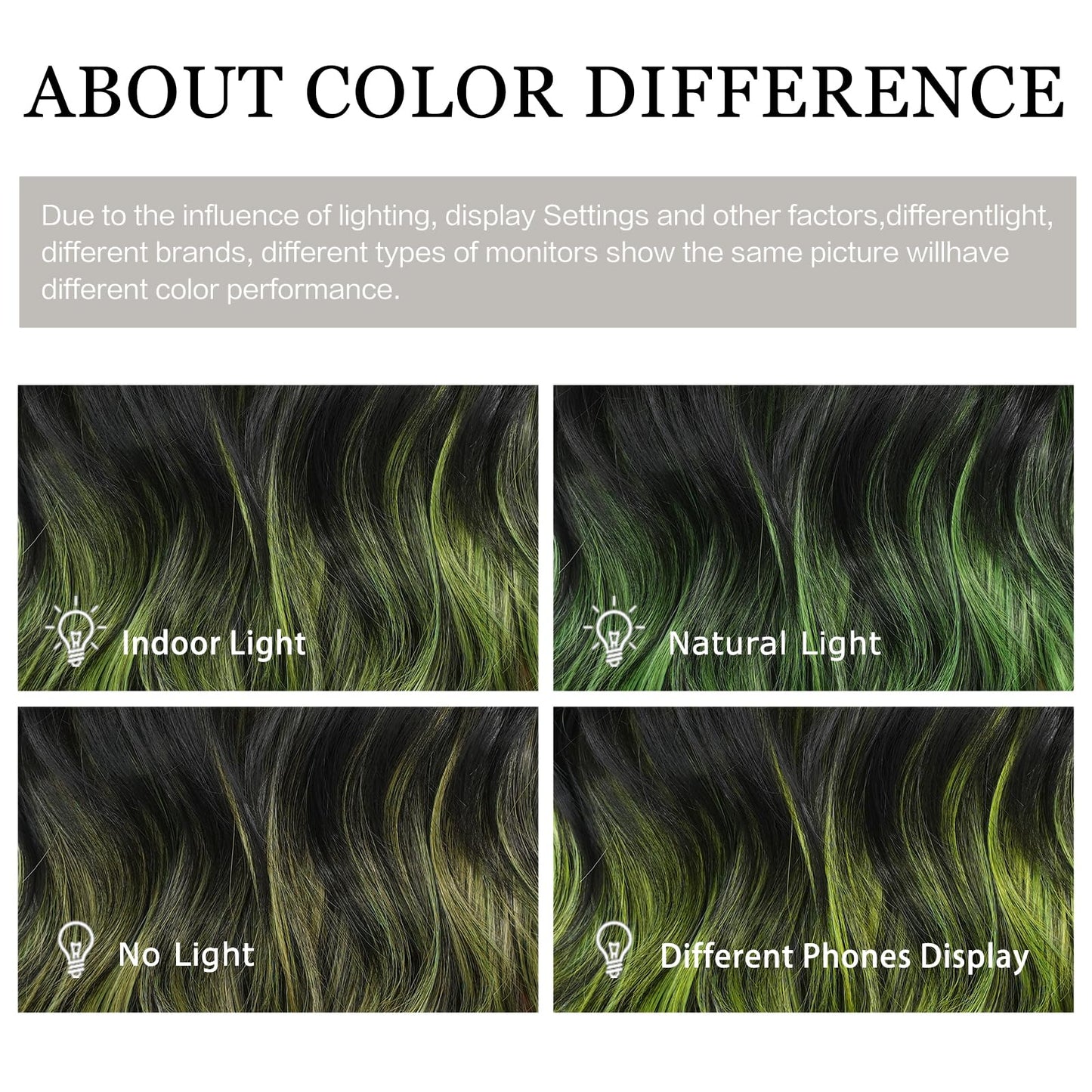 TRUMOST Black Wig Green Highlight Long Wavy Wig with Curtain Bang 26 Inch Ombre Black Green Wig Synthetic Heat Resistant for Women Daily Party used.
