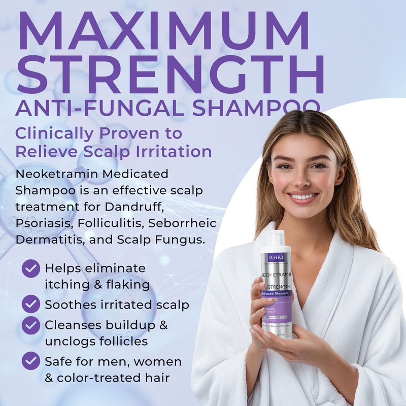Anti Fungal Shampoo for Men & Women | Anti Dandruff, Medicated, Folliculitis Shampoo for Dry Scalp, Psoriasis, Ringworm | for Itchy, Flaky & Irritated Scalp | No Paraben & Sulphate | w/Dandruff Brush
