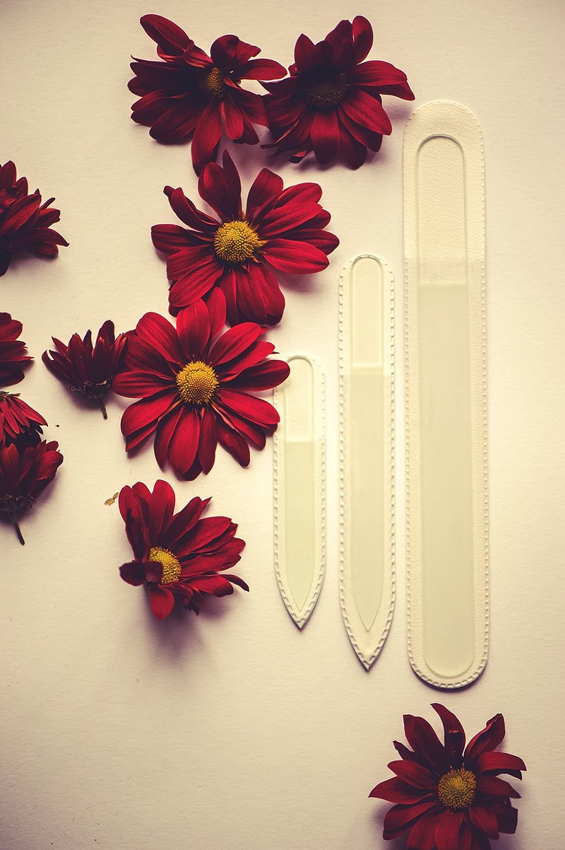 Mont Bleu Professional Set of 3 Czech Glass Nail Files - Genuine Czech Tempered Glass - Handmade Gift Set - Washable Double Sided Nail File - Etched Nail Files - Crystal Nail File for Natural Nails