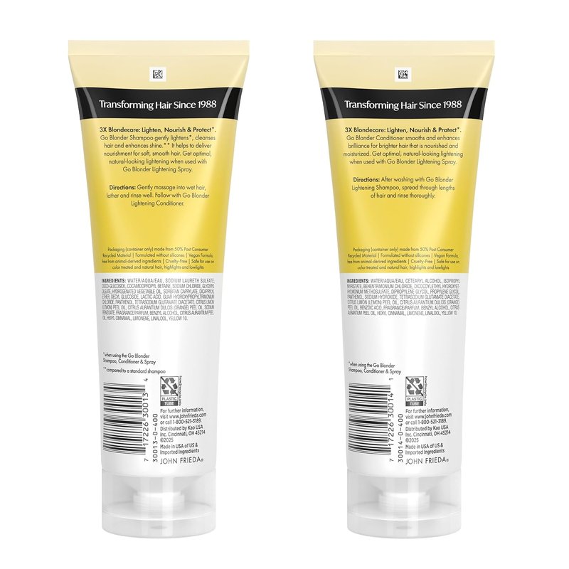 John Frieda Go Blonder Shampoo & Conditioner Set - Gradually Lightens Blonde Hair | 8.3 oz, Pack of 2