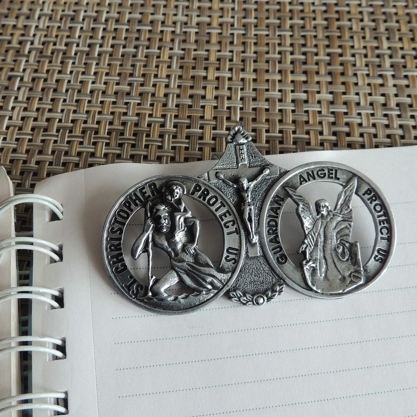 Cathedral Art Saint Christopher and Guardian Angel Visor Clip, Christian Car Accessory for New Drivers, 3 Inches