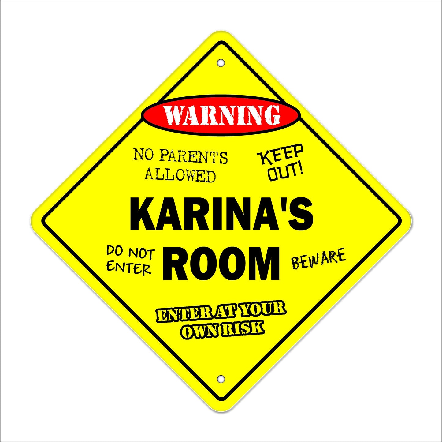 Karina's Room Sign Crossing Zone Xing | Indoor/Outdoor | 12" Tall Kids Bedroom Decor Door Children's Name boy Girl