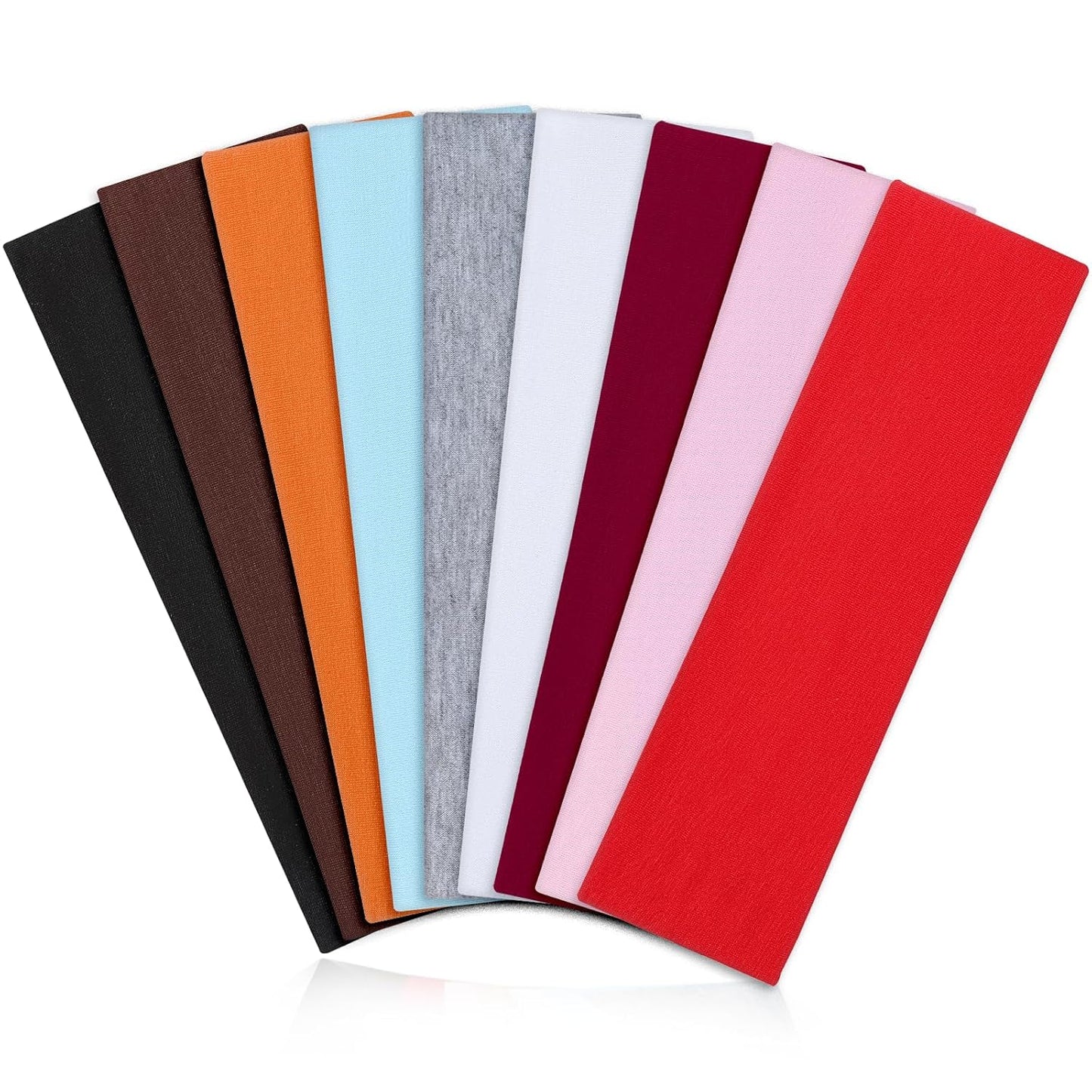 9 Pack Headbands for Women Non Slip - Fabric Elastic Hair Bands for Women's Hair, Soft Cotton Cloth Stretchy Sport Headbands, Sweat Absorption Athletic Hairbands for Workout Yoga Running - A