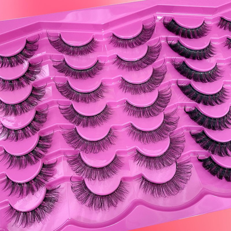 Royaomis 21 Pairs Russian Strips Lashes 12-18mm Wispy Fake Lashes that Look Like Extensions D Curl Lash Strips 3 Styles Natural False Lashes Mink(R-21)
