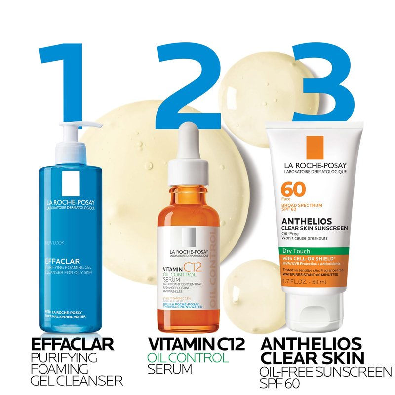 La Roche-Posay Pure 12% Vitamin C Oil Control Serum For Face With Hyaluronic Acid & Salicylic Acid, Hydrating Face Serum for Oily & Combination Skin, Boost Radiance & Reduce Wrinkles