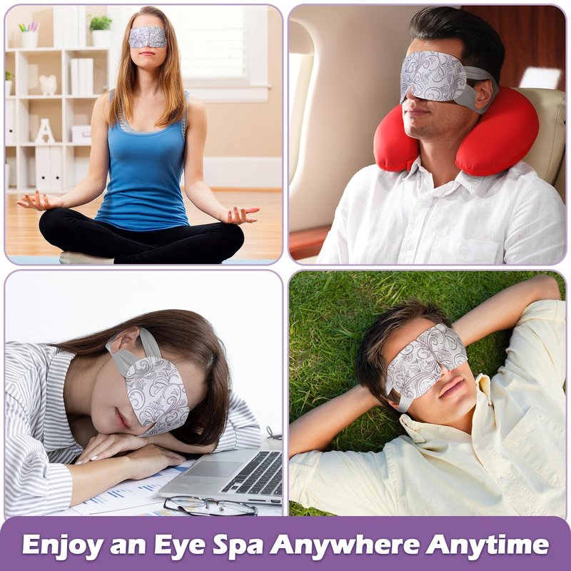 Silicherry 50 Packs Steam Eye Mask Heated Eye Mask for Dry Eyes Disposable Self Heating Warm Compress for Puffy Eyes Spa Warm Sleep Self for Home Office Fatigue Relaxation Gifts(Lavender Scent)