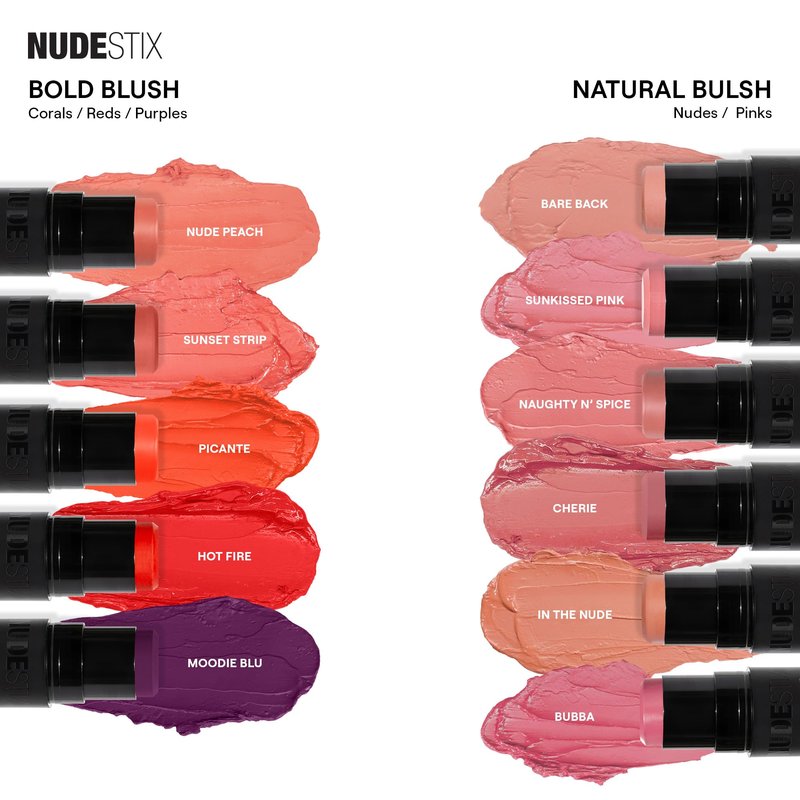 Nudestix Nudies Blush Stick – 3-in-1 Cream Blush for Cheeks, Eyes & Lips with Built-In Brush | Soft Matte Finish for a Natural Flush |Sunkissed Pink