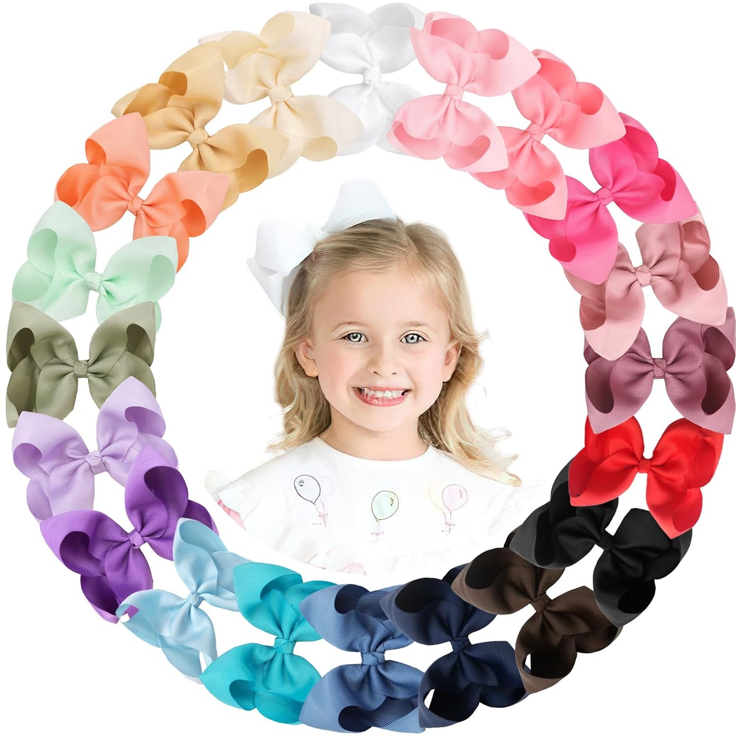 40Pcs 3 inch Hair Bows for Girls Grosgrain Ribbon Toddler Back to School Hair Accessories with Alligator Clips for Baby Girls Kids in Pairs