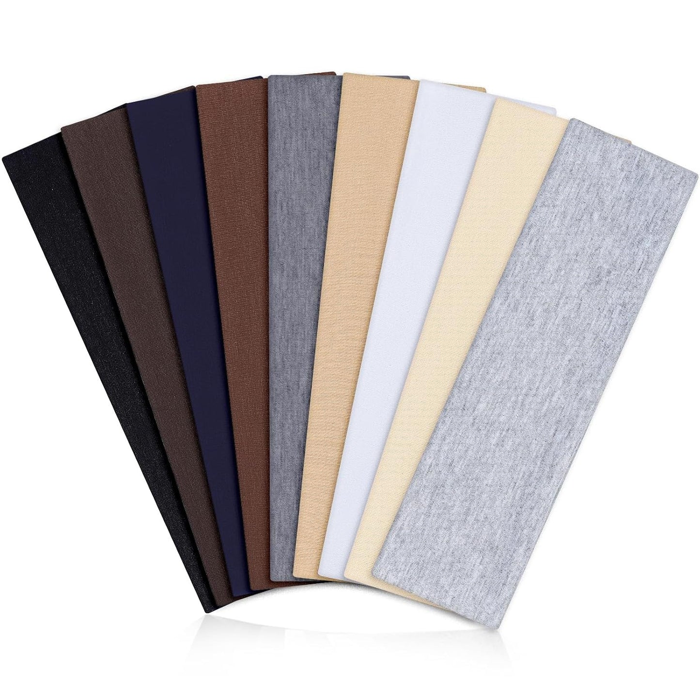 9 Pack Headbands for Women Non Slip - Fabric Elastic Hair Bands for Women's Hair, Soft Cotton Cloth Stretchy Sport Headbands, Sweat Absorption Athletic Hairbands for Workout Yoga Running - A