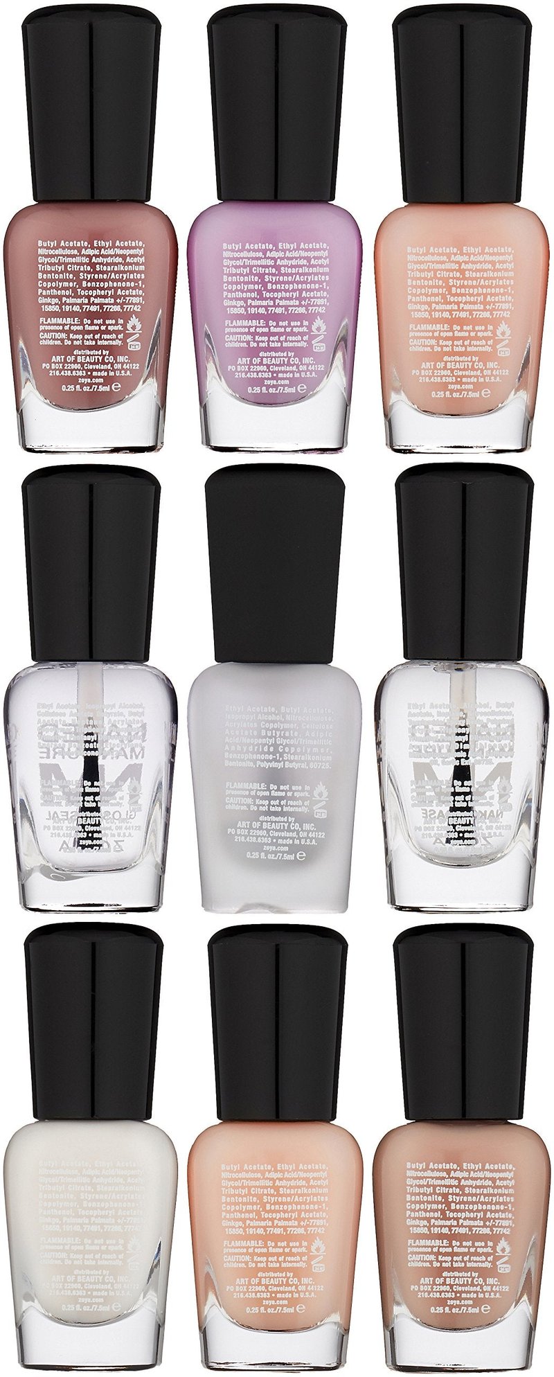 ZOYA Mini Pro Kit Coat, Assorted, 0.2 Fl Oz, Pack of 9
