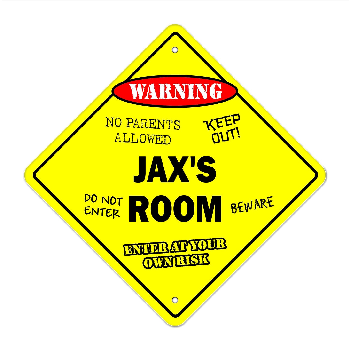 Jax's Room Sign Crossing Zone Xing | Indoor/Outdoor | 12" Tall Kids Bedroom Decor Door Children's Name boy Girl